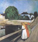 Edvard Munch Girls on a Bridge (mk09) oil on canvas